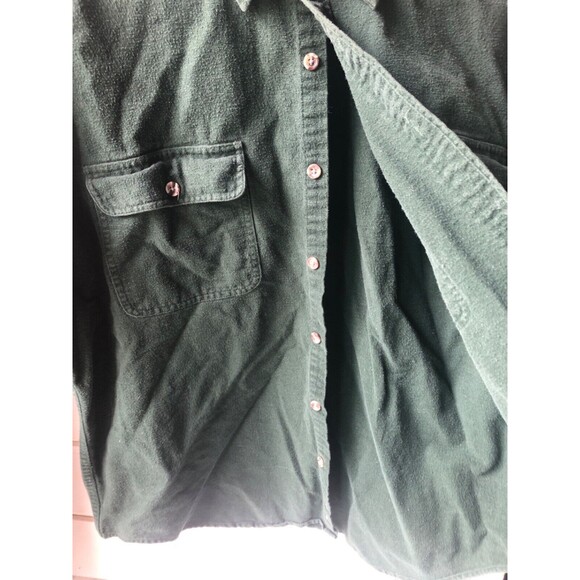 Field & Stream Green Flannel long sleeve Button Down Shirt  Pockets sz L VTG - Picture 5 of 10